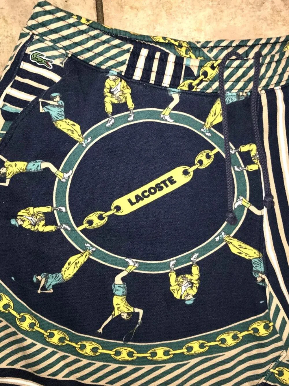 Men's Vintage Lacoste Live Scarf Shirt & Shorts Set-Golf, Tennis, Chains-Size 2X